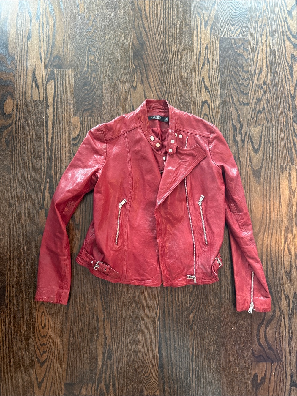 Ralph Lauren Red Leather Moto Jacket